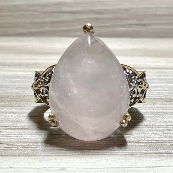 Designer Signed Gems en Vogue Palladium/Sterling Silver Rose Quartz Ring, Size 5 - Picture 2 of 9